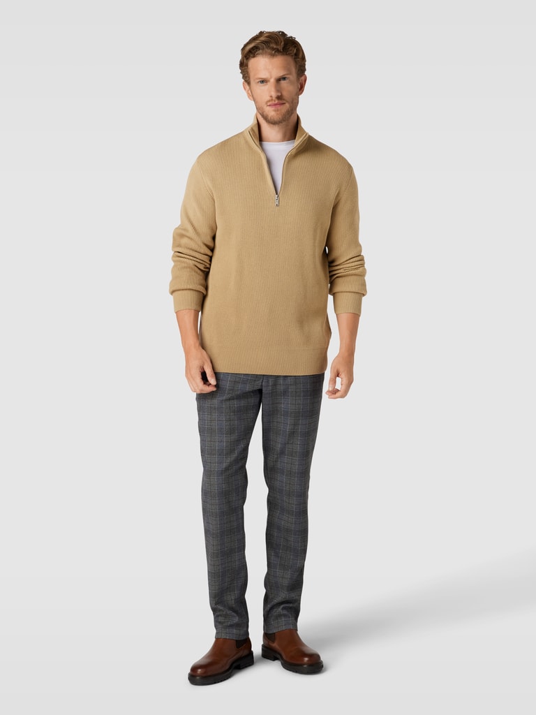 Herren Strickpullover - Stehkragen mit Viertelreißverschluss