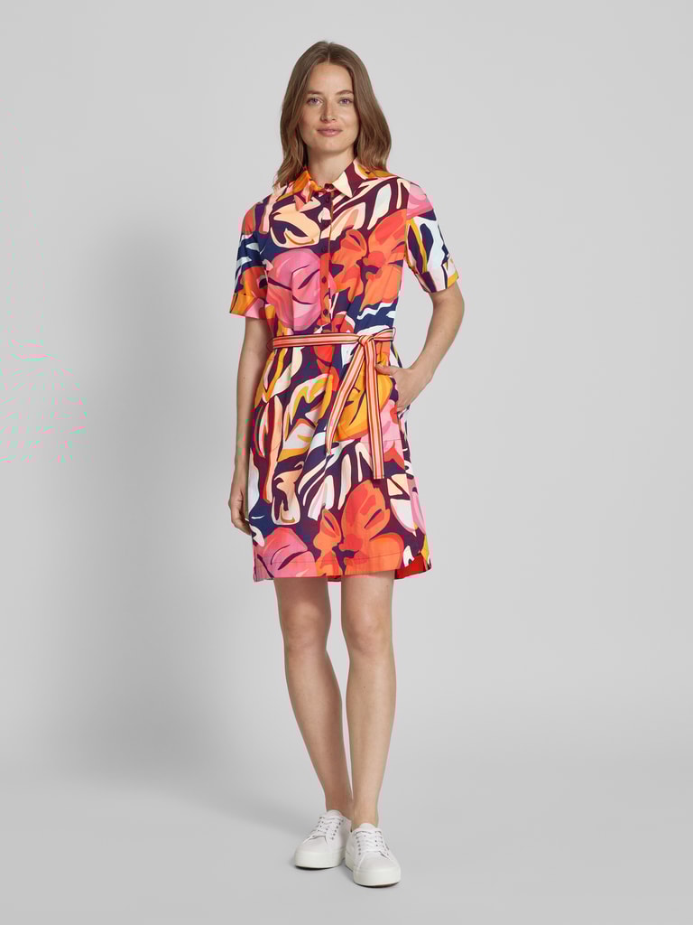 Betty Barclay Knielange overhemdjurk met strikceintuur in rood online ...