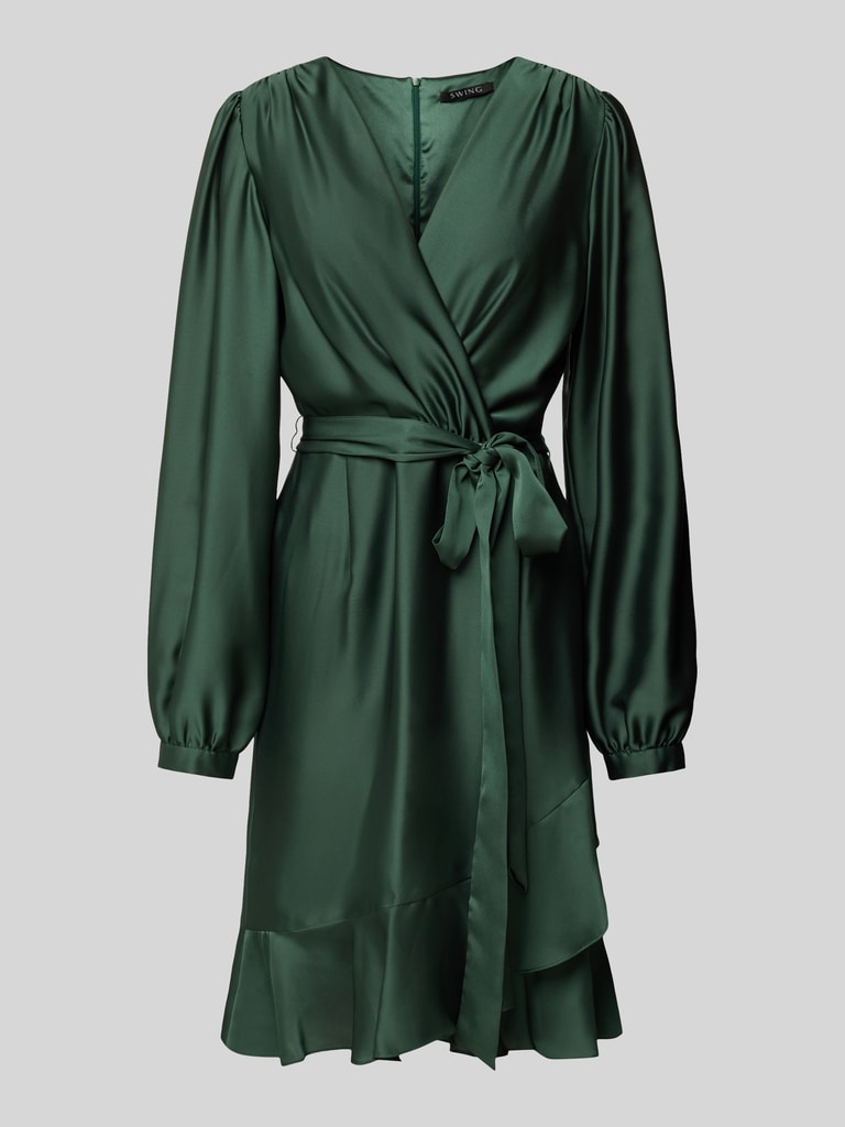 Swing Cocktailjurk met strikceintuur in donkergroen online kopen P&C