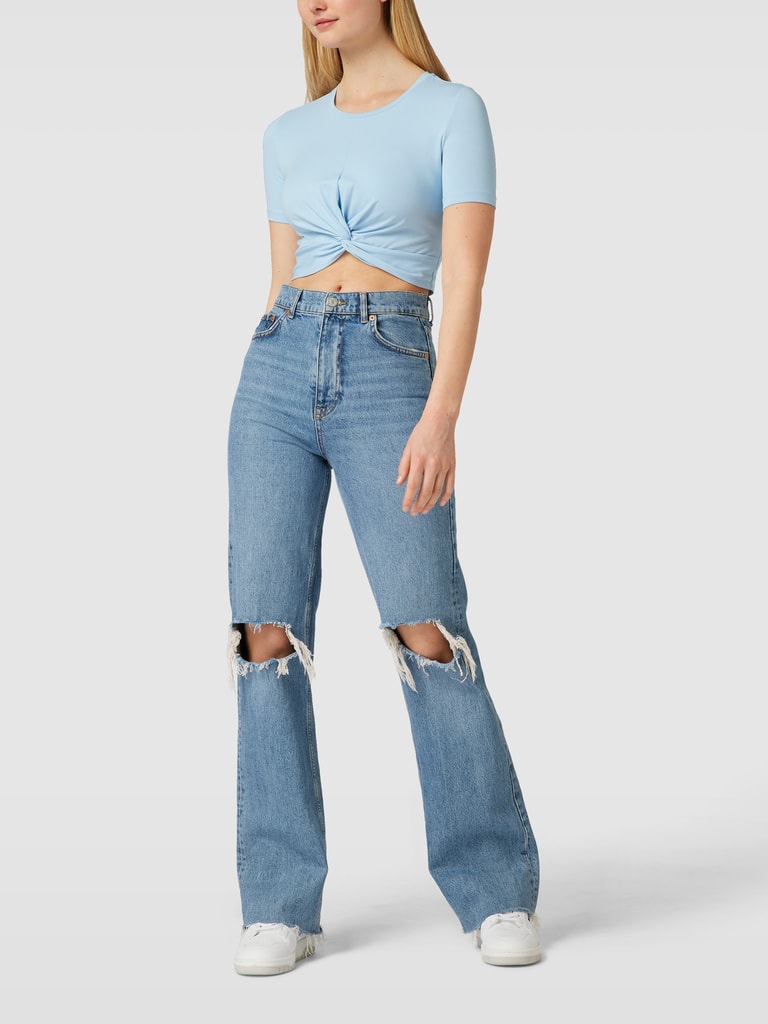 NOISY MAY Cropped T Shirt Mit Schleifen Detail hellblau Online Kaufen