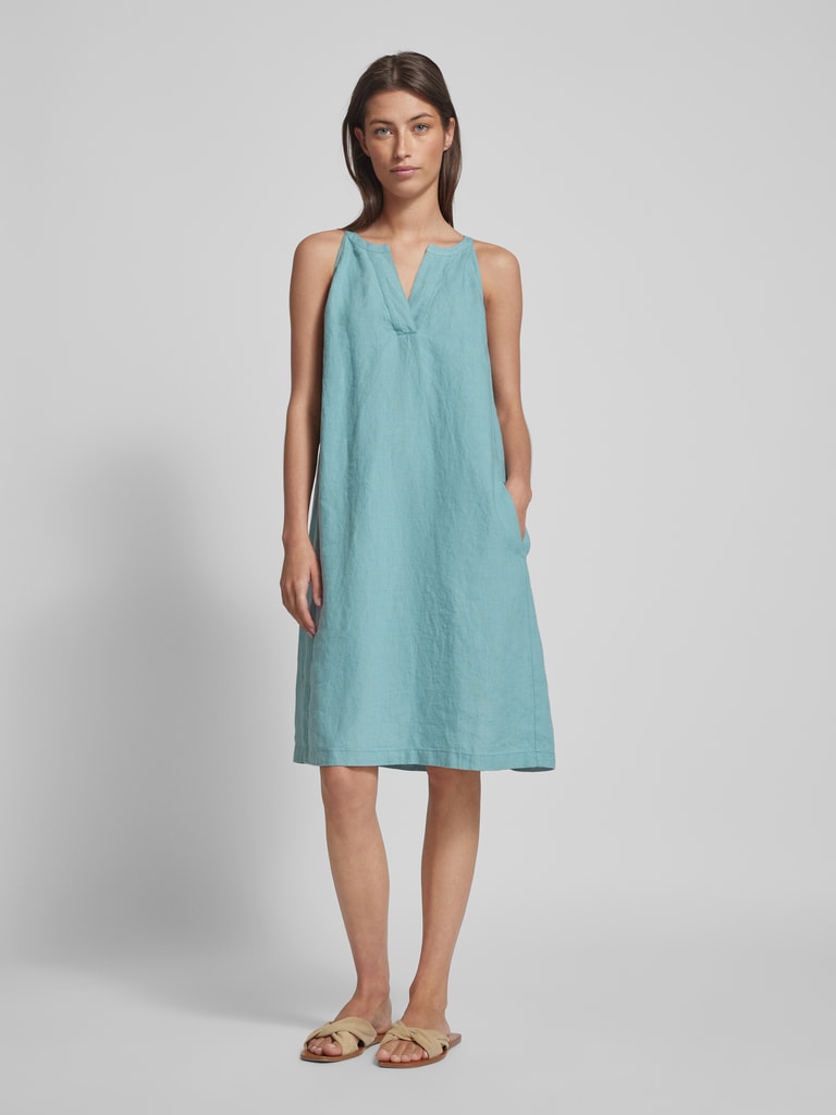 Marc O Polo Knielanges Leinenkleid Mit V Ausschnitt mint Online Kaufen marc-o-polo-knielanges-leinenkleid-mit-v-ausschnitt-mint-online-kaufen