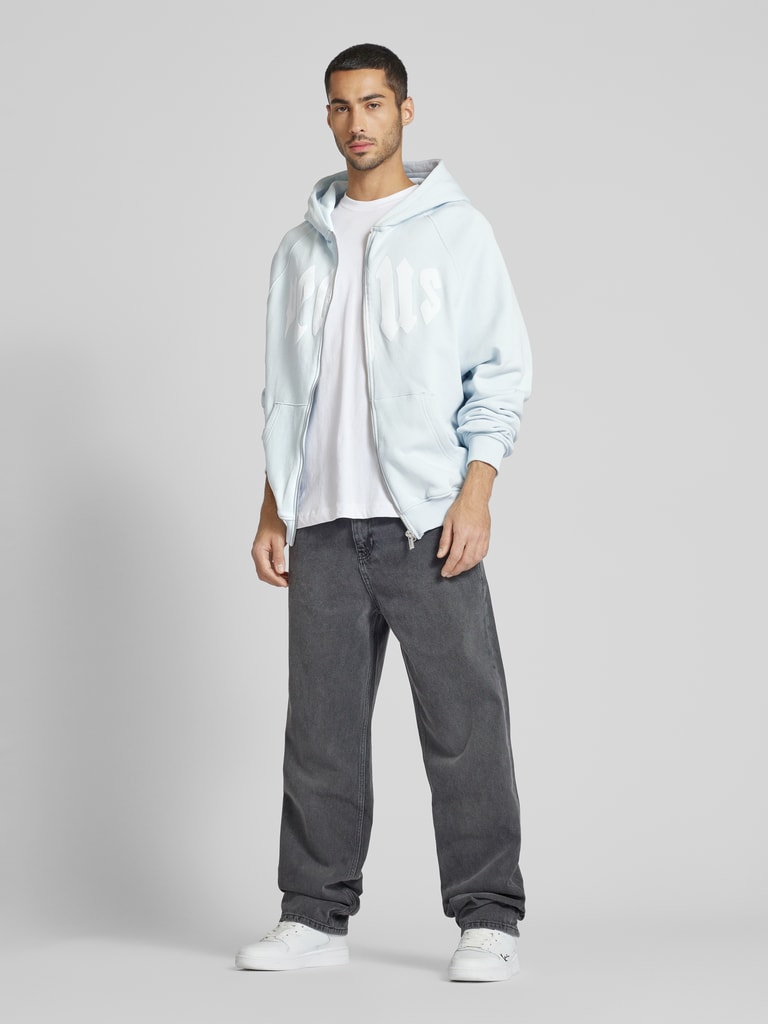 PEQUS Sweatjacke mit Reißverschluss und Label-Print (hellblau) online ...