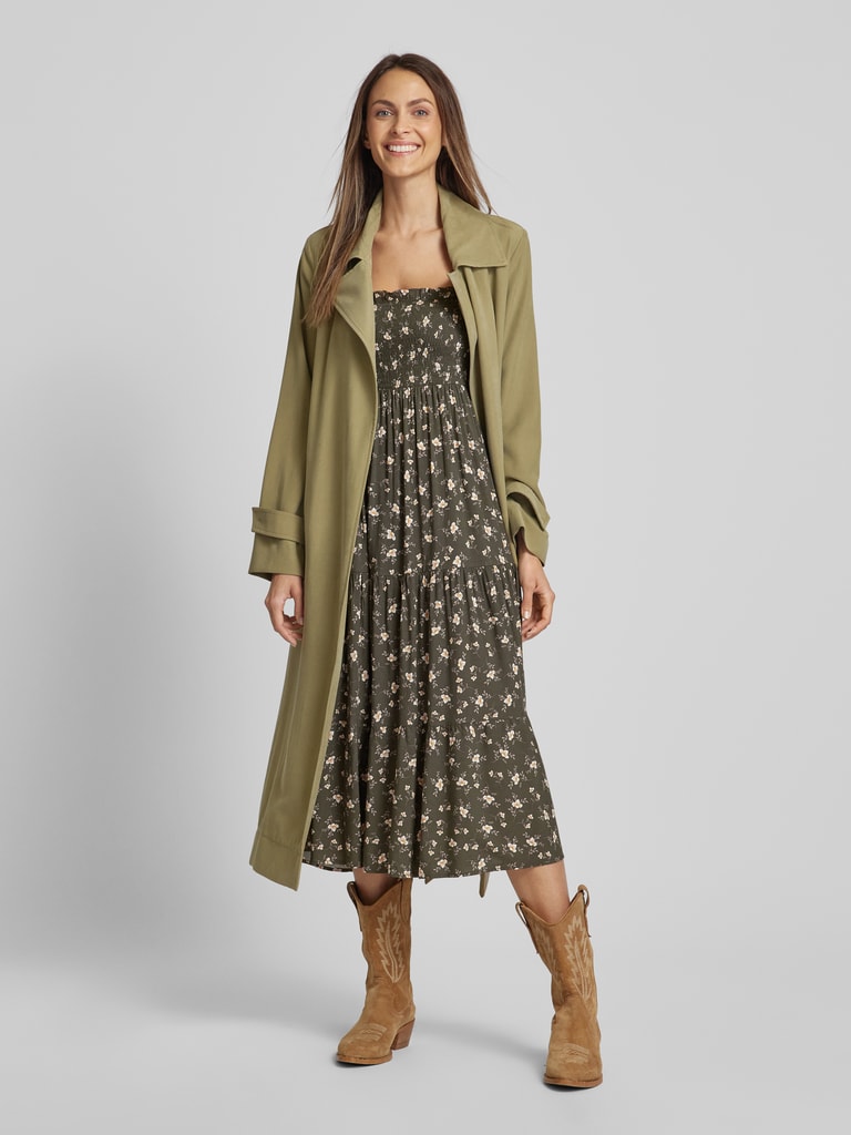 Apricot Knielanges Kleid aus Viskose mit floralem Muster (khaki