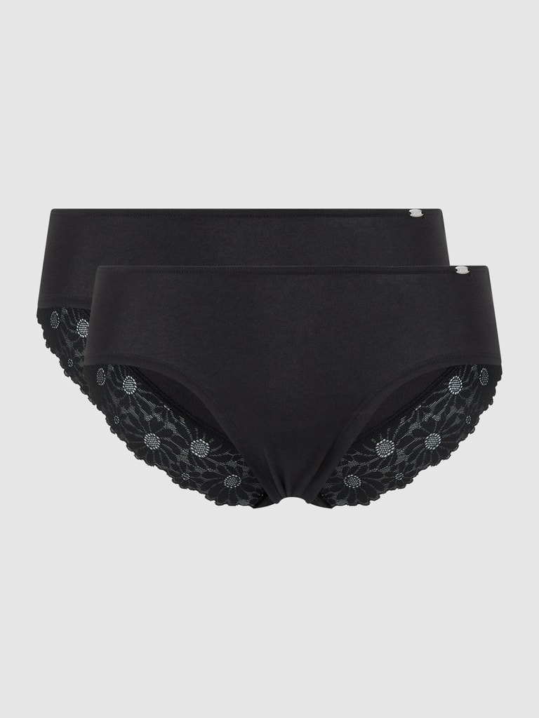 SkinyPanty mit floraler Spitze im 2er-Pack in schwarz