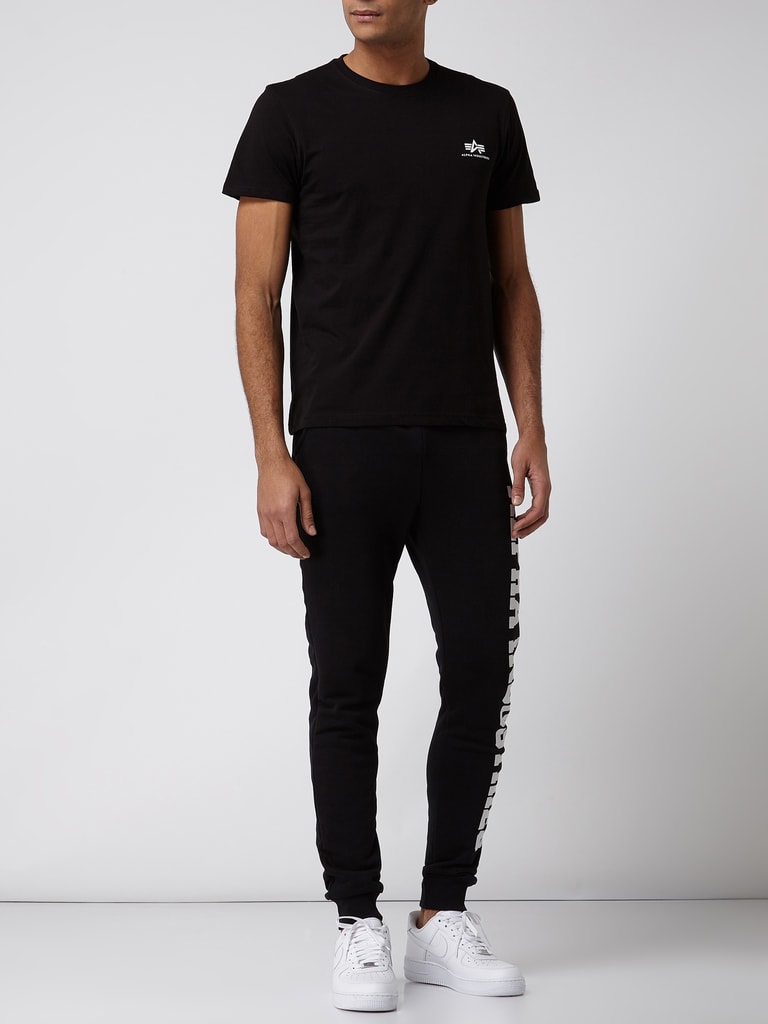 Alpha Industries Basic LS Lange Mouw met Klein Logo voor Mannen Black