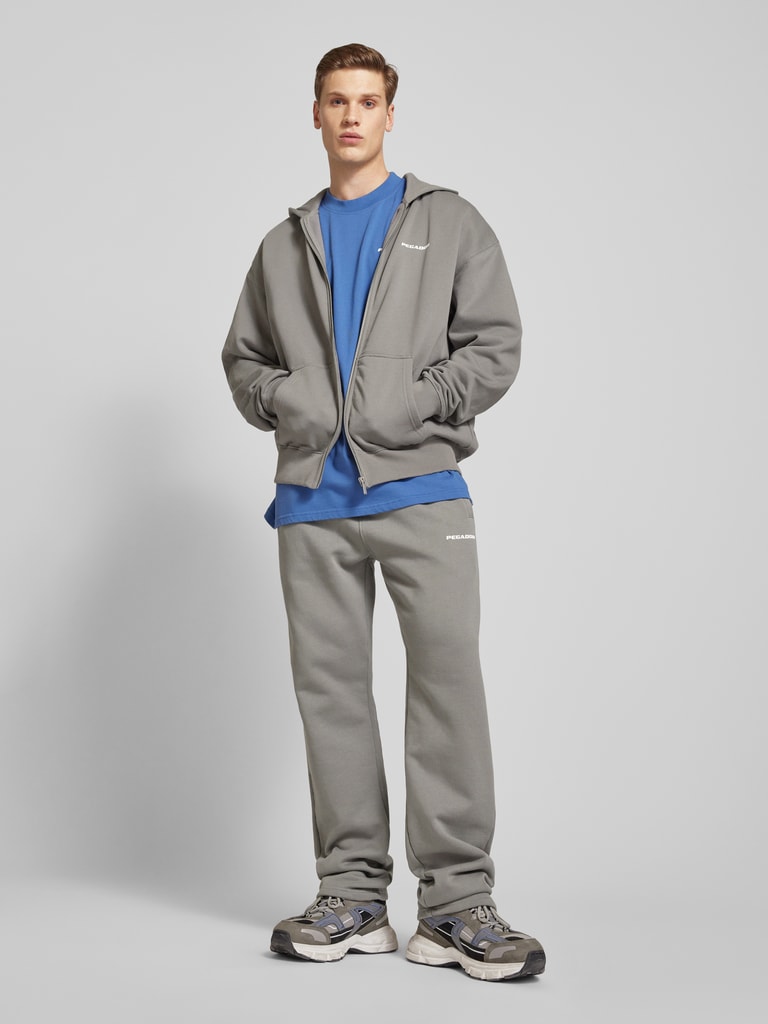 Pegador Oversized Sweatjacke mit Label-Print (mittelgrau) online 