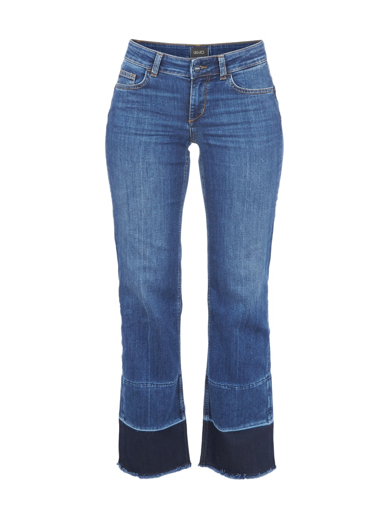 Liu Jo White Cropped Flared Fit Jeans mit offenem Saum (jeansblau) online kaufen