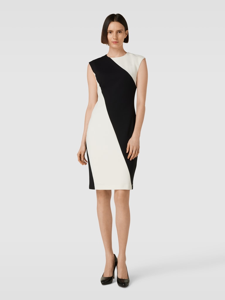 Calvin Klein Womenswear Knielanges Kleid in Two-Tone-Machart 