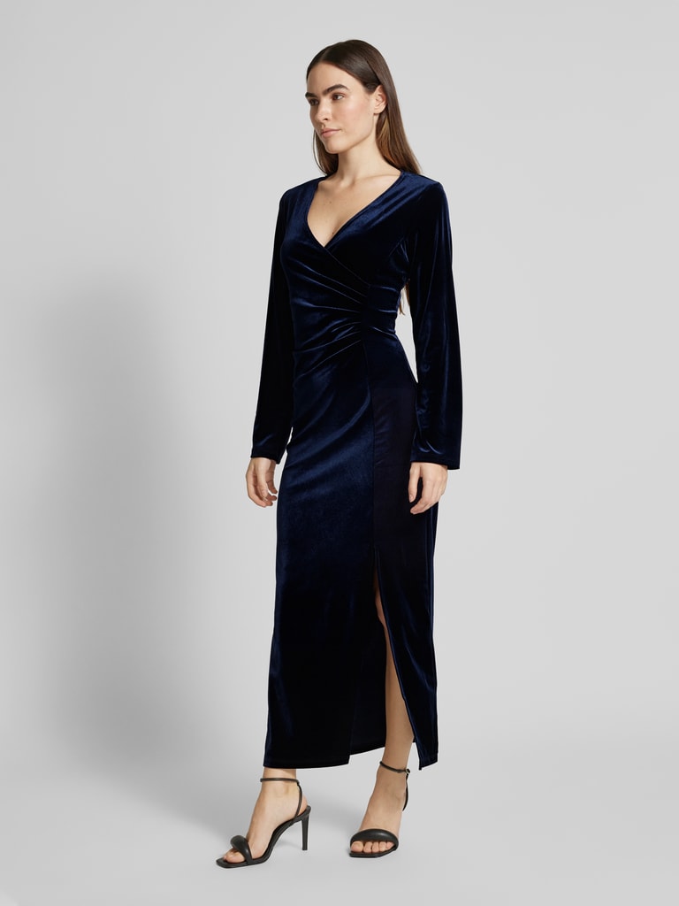 Damen V-Ausschnitt Maxikleid Mit Taschen