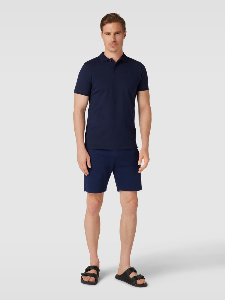 Shiwi Poloshirt met korte knoopsluiting, model 'justin' in donkerblauw ...