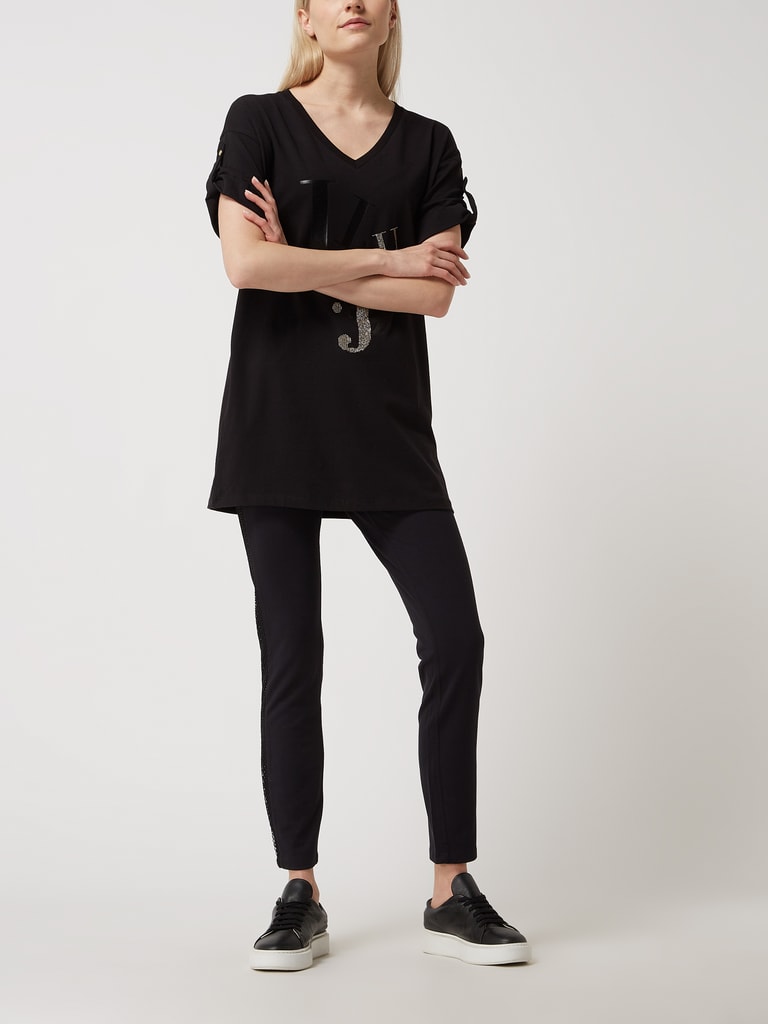 LIU JO SPORT Slim fit stoffen broek met strasssteentjes in zwart online kopen P&C
