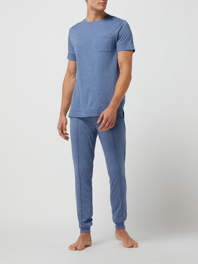 JINSHI Heren Pyjamabroeken Lange Broek Zachte Modaal Nachtkleding Donkergrijs/Blauw XL