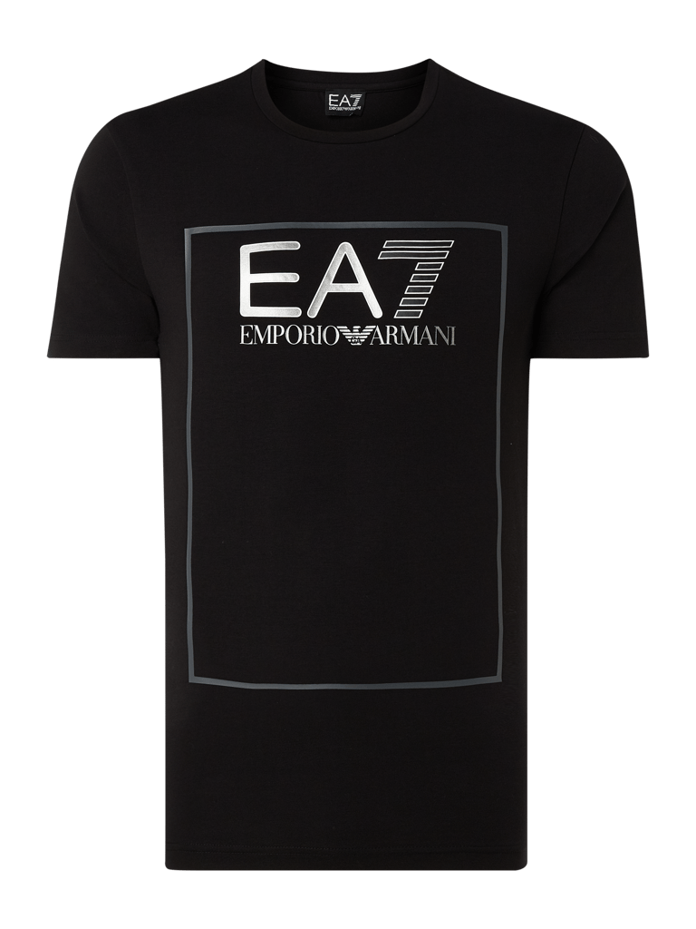 Ea7 Emporio Armani T Shirt Mit Gummiertem Logo Print Black Online Kaufen