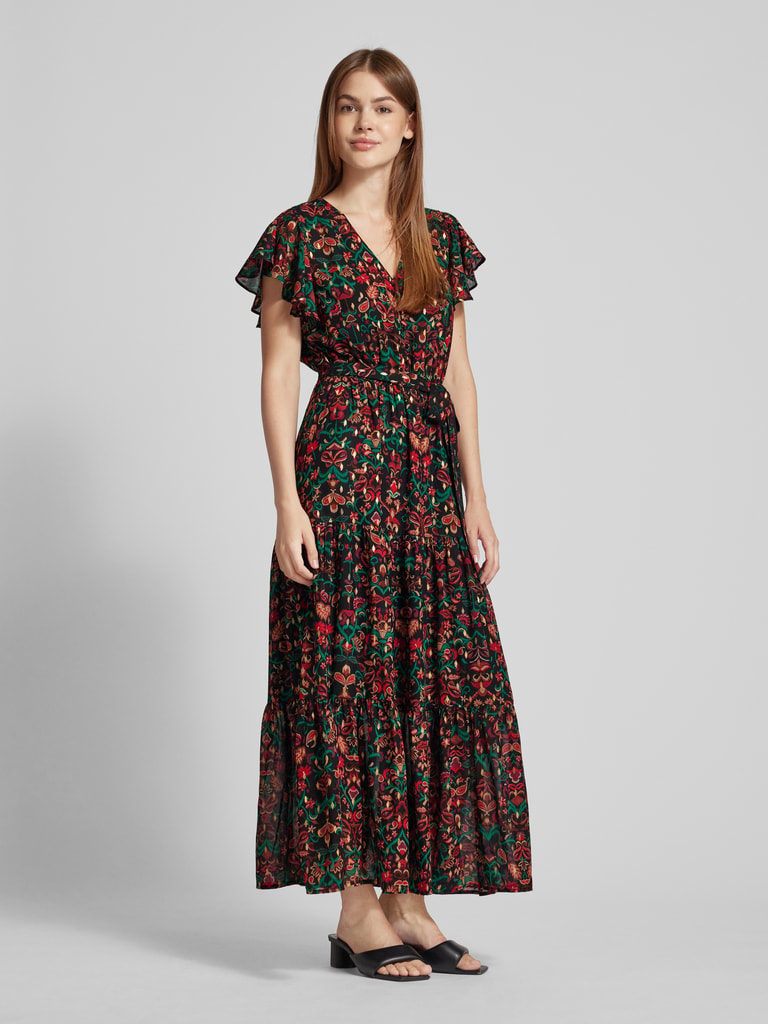 Damen Maxikleid Mit V Ausschnitt Im Boho