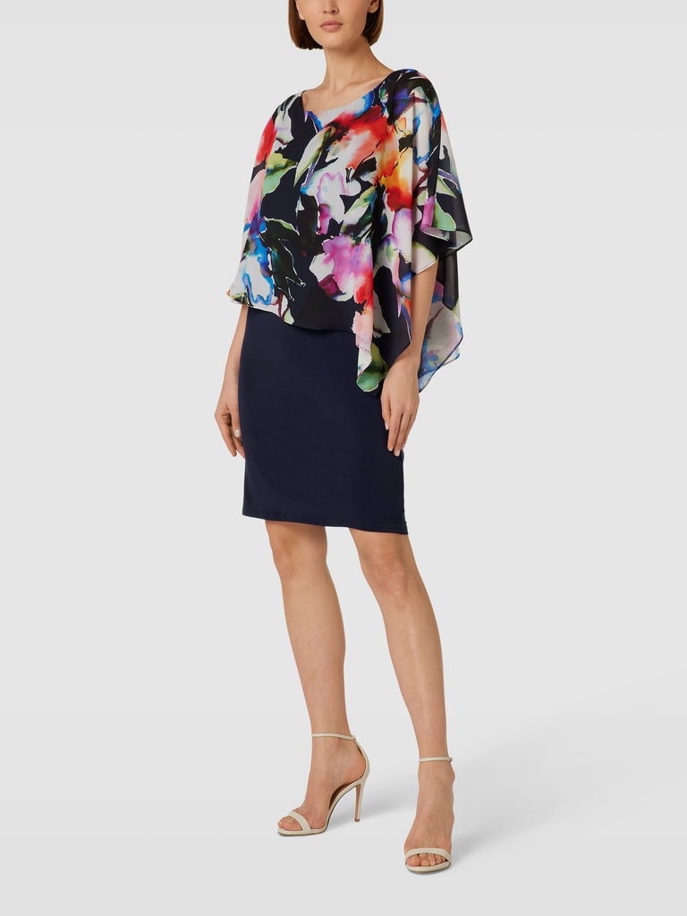 Vera Mont Cocktailjurk met all-over motief in marineblauw online