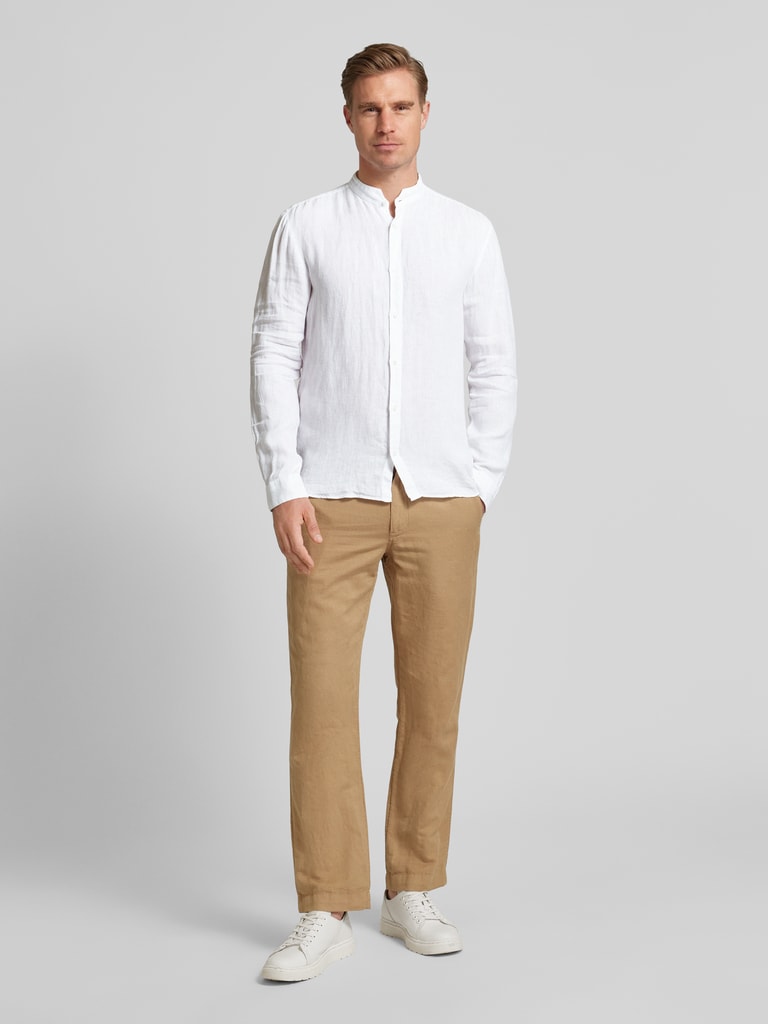 Jack & Jones Regular fit linnen overhemd met opstaande kraag in wit