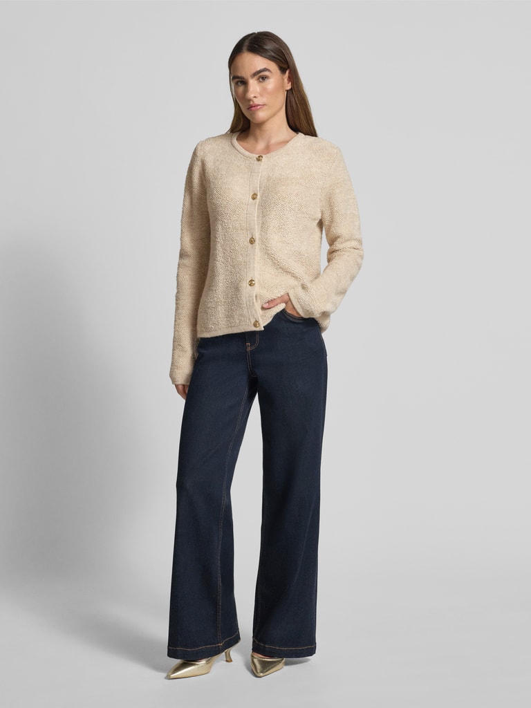 More More Strickjacke mit Strukturmuster (taupe) online kaufen