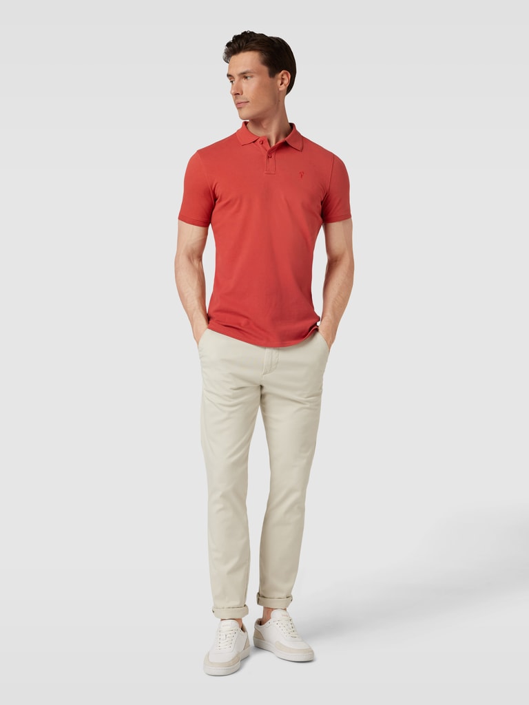 Shiwi Poloshirt met korte knoopsluiting, model 'justin' in roestrood ...