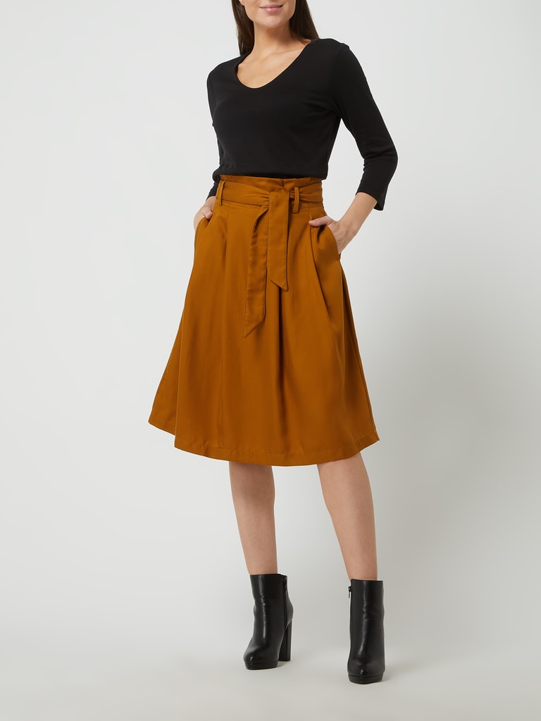 Lyocell Rock Denim-Optik - Fließender Minirock Mit Hohem Bund