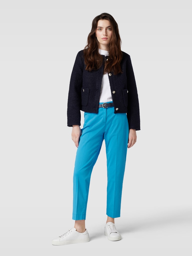 Brax Broek van linnen met verkorte pasvorm en elastische band in blauw Brax Broek van linnen met verkorte pasvorm en elastische band in blauw
