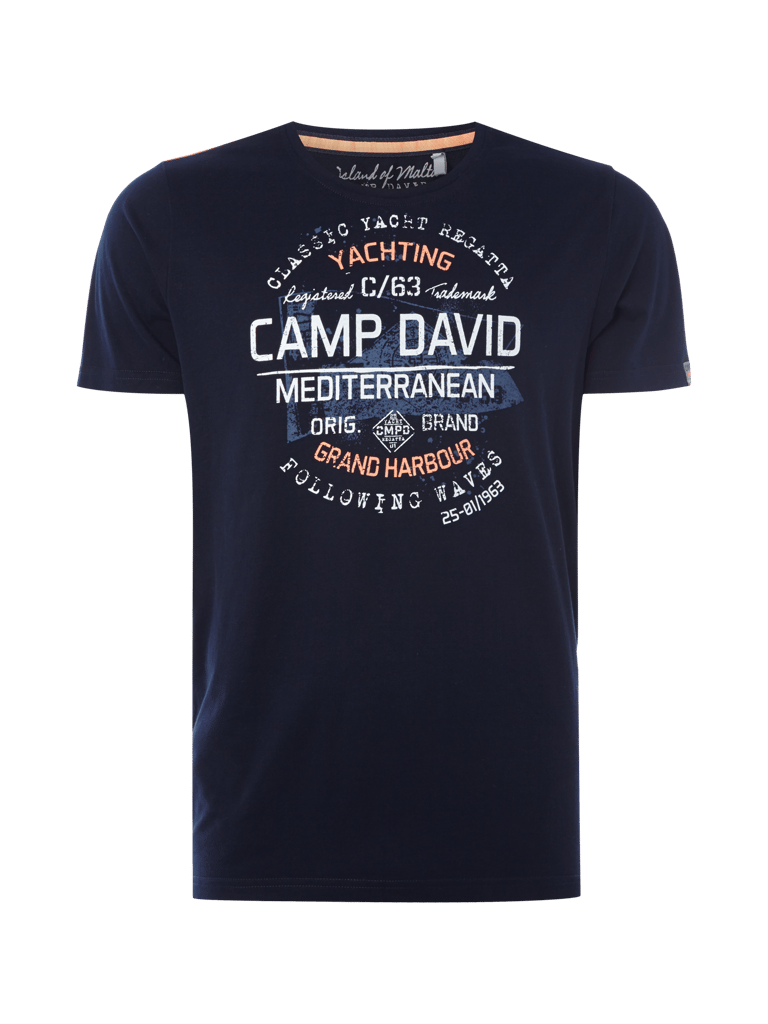 Camp David Herren T-Shirt - Maritime Design Mit Label Print
