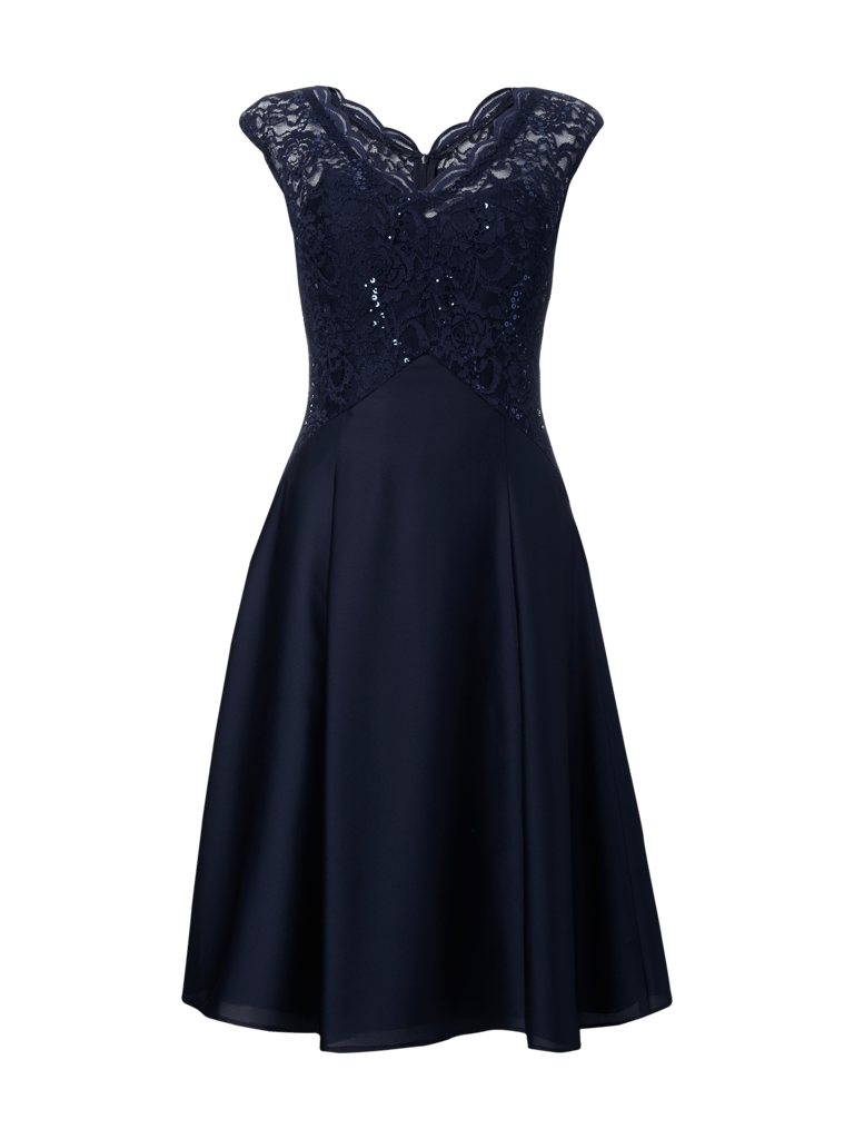 Swing Cocktailkleid mit Oberteil aus floraler Spitze (dunkelblau
