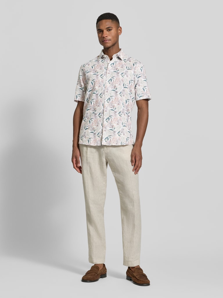 Jake*s Slim Fit Business Hemd aus Leinen-Misch mit Kentkragen ...
