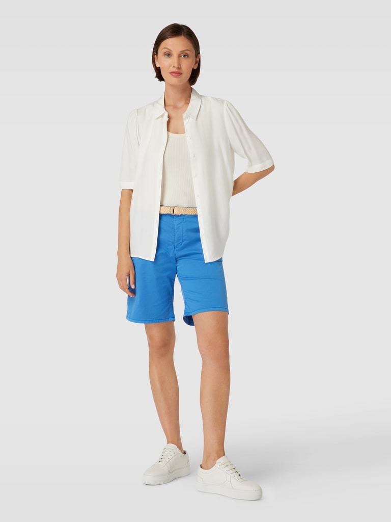 Short Femme ESPRIT - Bermuda En Coton Stretch Avec Ceinture En Raphia Tressé - 4 Poches - Style Décontracté été