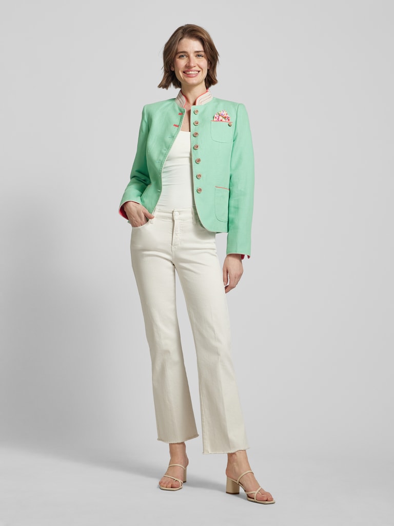 WHITE LABEL Blazer aus Leinen-Baumwoll-Mix mit Stehkragen (mint 