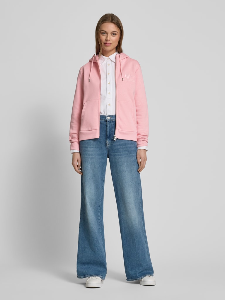 Calvin Klein Jeans Kort sweatjack met labelpatch, model 'EMBRO' in zwart online kopen | P&C