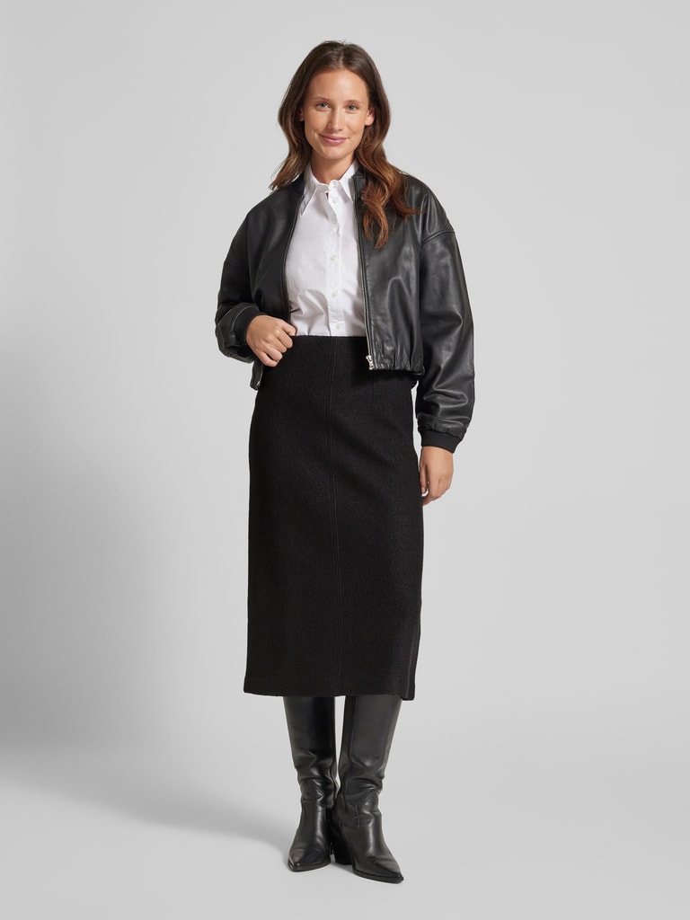 Marc O'Polo Leicht ausgestellter Midi-Rock aus Boiled Wool (black