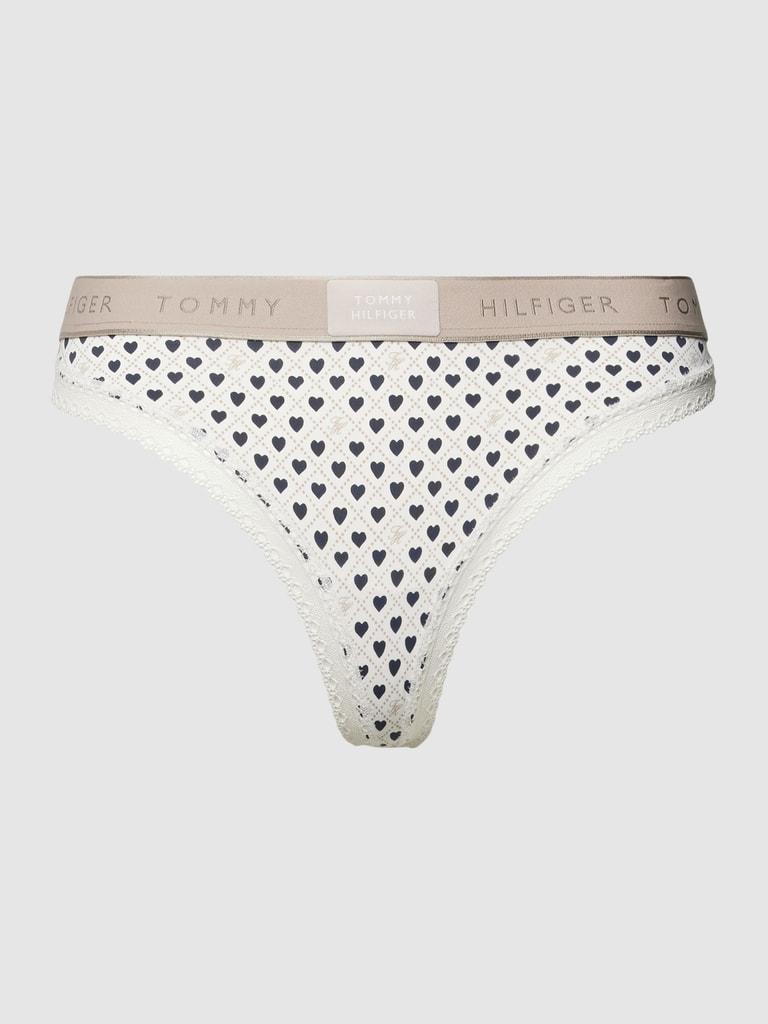 TOMMY HILFIGER String met elastische band met logo in beige online ...