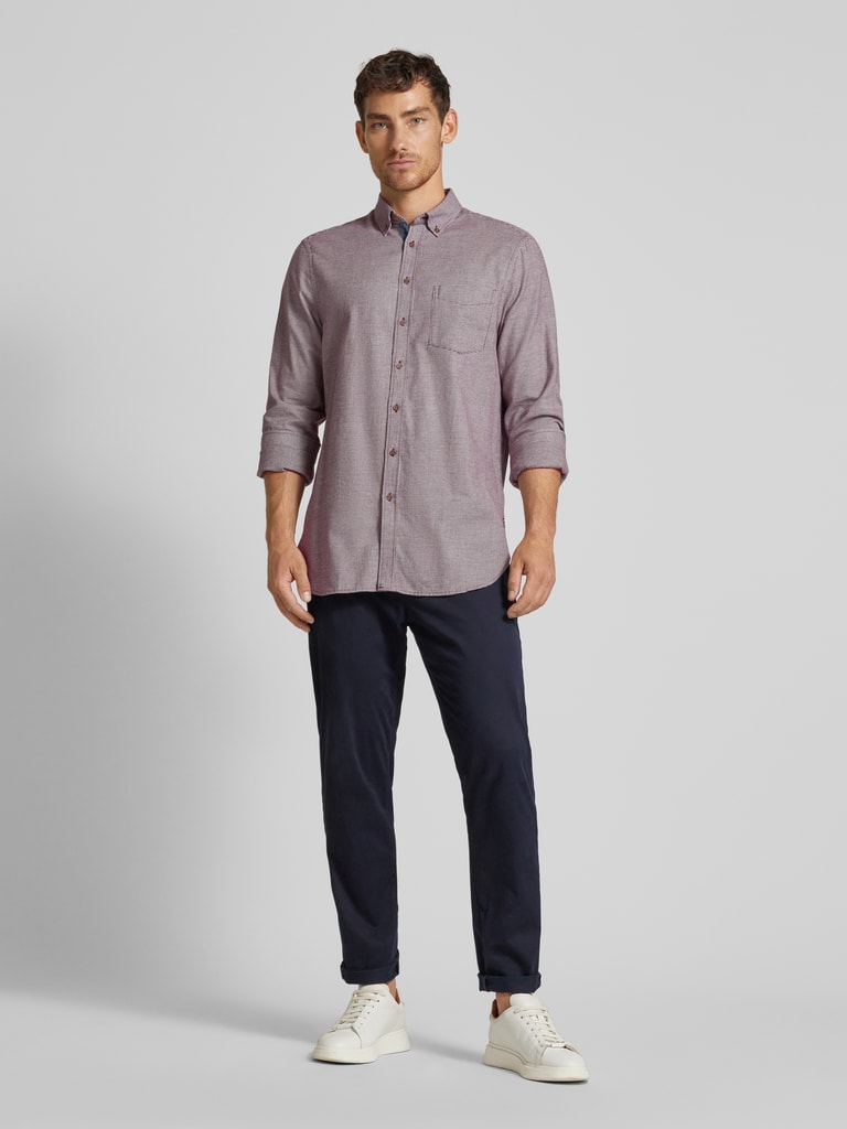 siliteelon Men's Button-Down Long Sleeve Flannel Shirts, Purple and Black, XL