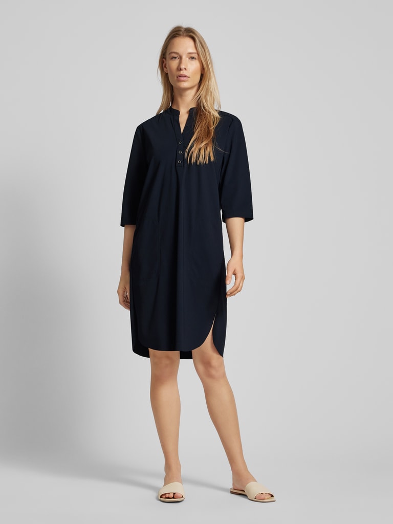 Dames Casual Ronde Hals Korte Mouw Midi Jurk Effen leuren Elastische Taille Knielange Jurk(L, Royal Blauw