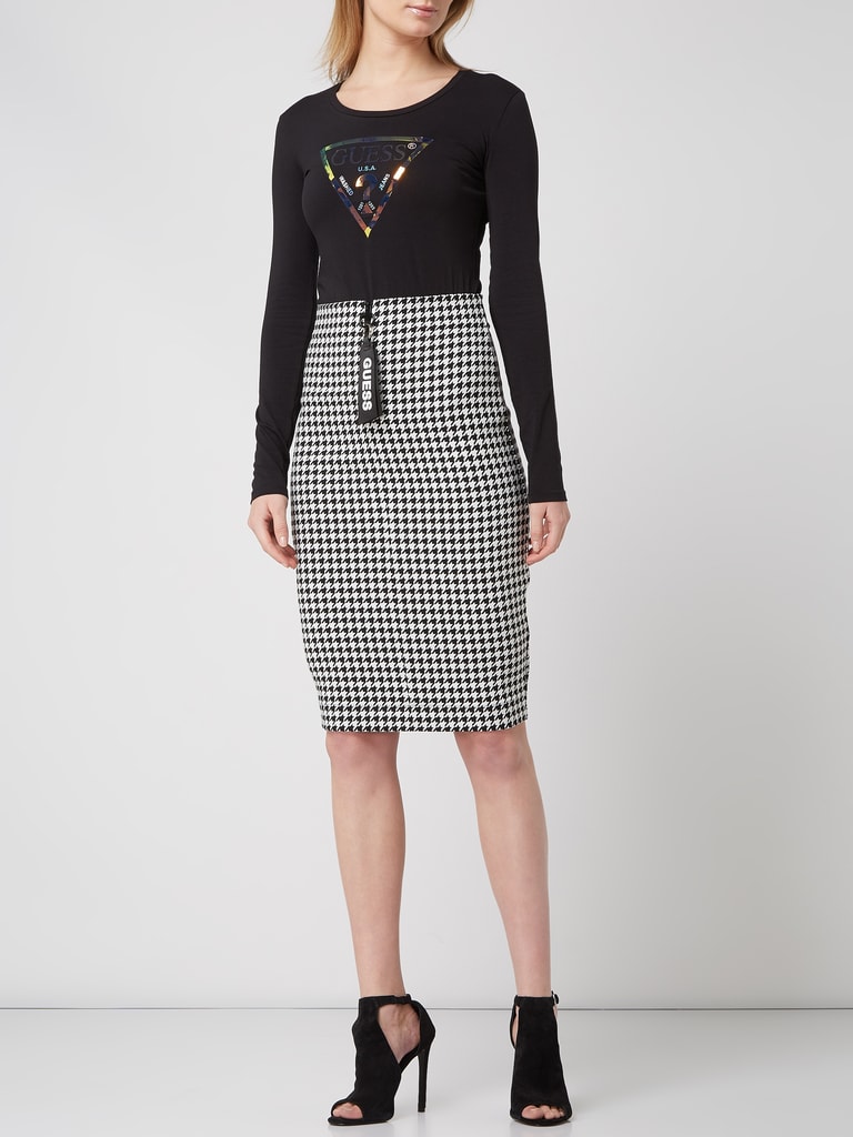 Guess Midirok met pied-de-poule-dessin - REPREVE® in zwart online kopen ...