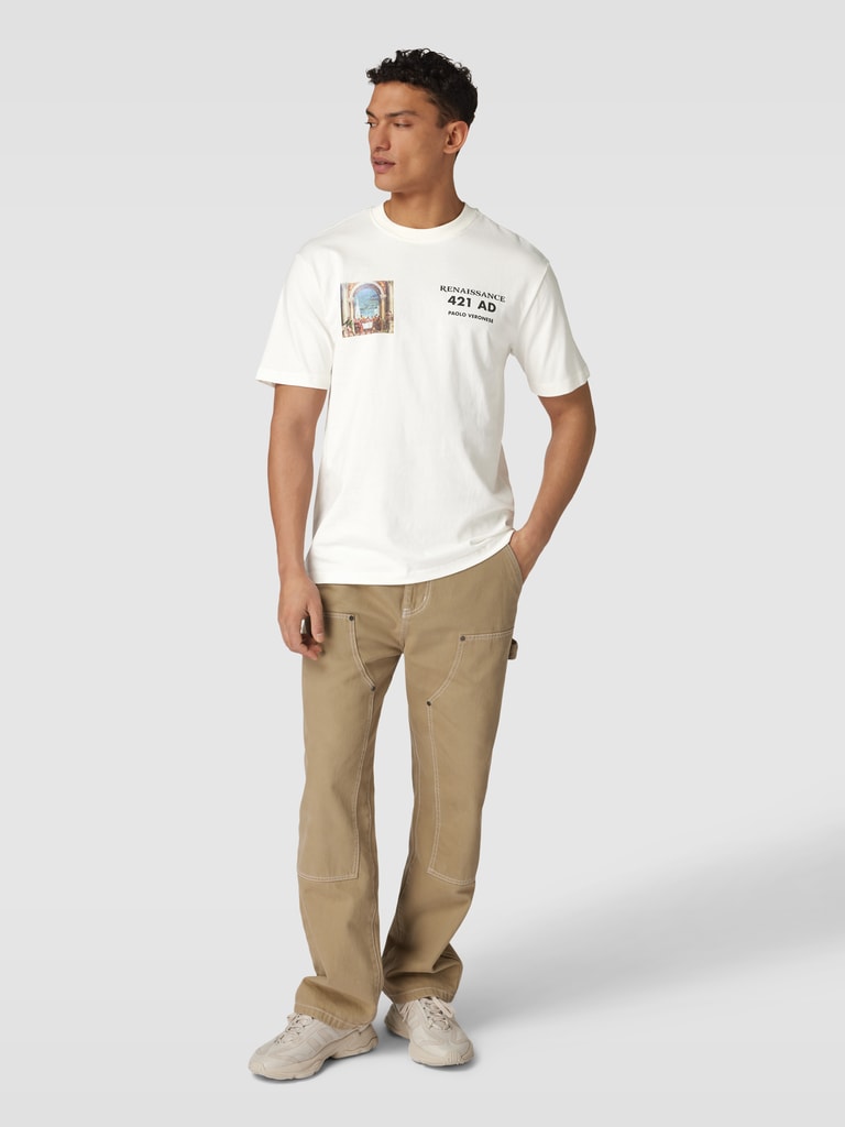 ONLY & SONS oversized t-shirt with runners front and back prints in white