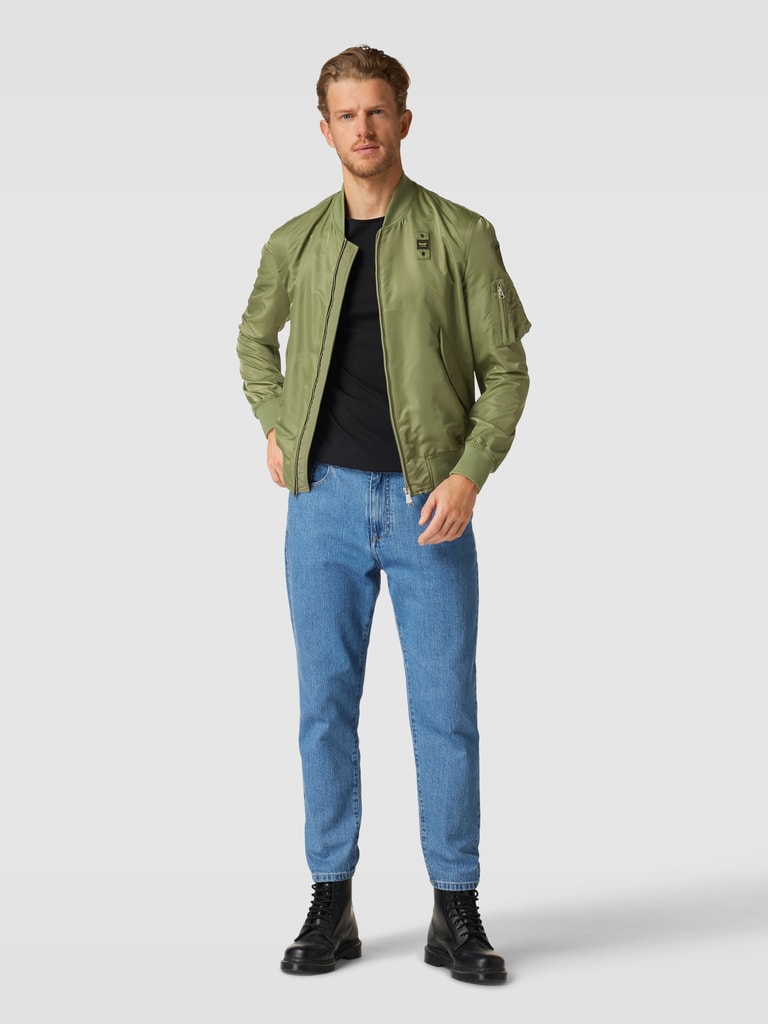 Blauer Usa Bomberjacke mit Label-Detail Modell 'GIUBBINI CORTI