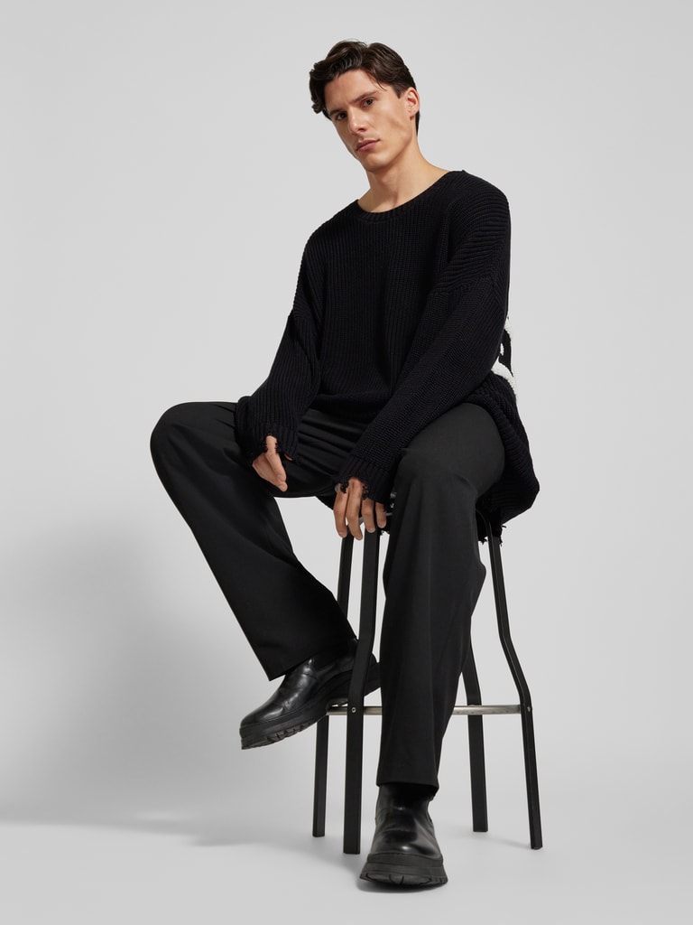 Carlo Colucci Strickpullover im Destroyed-Look (black) online kaufen