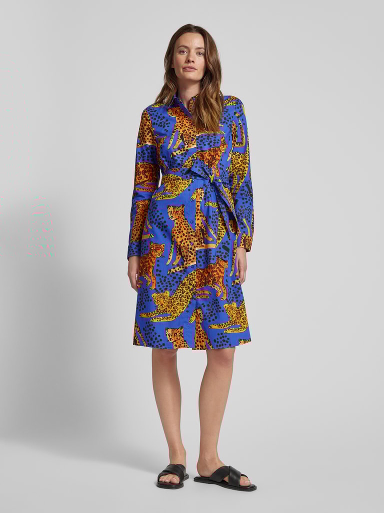 Christian Berg Woman Knielange overhemdjurk met dierenprint in