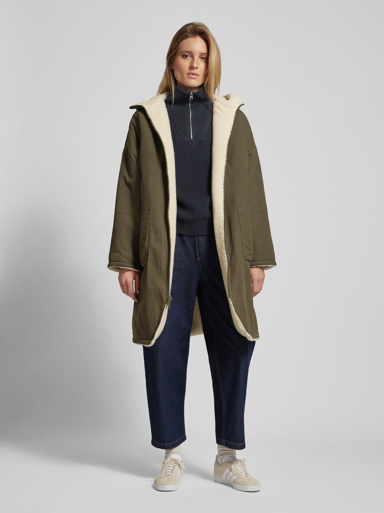 Jake*s Casual Mantel mit aufgesetzten Eingrifftaschen (oliv 