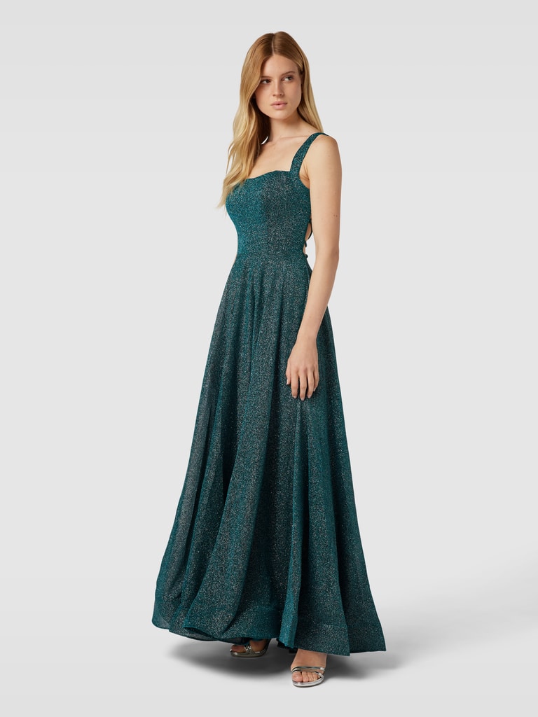 Glitter Bodycon Maxi-jurk met hoge split, spaghettibandjes en