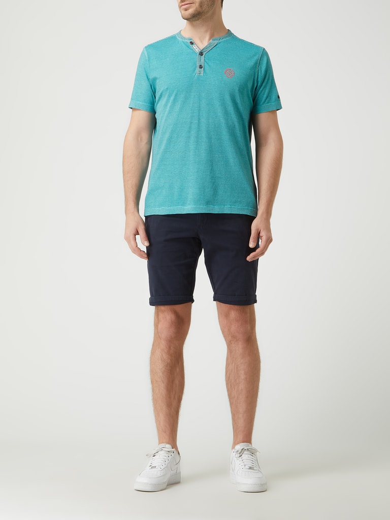 LERROS Herren Serafino Shirt - Langarm Hemd Mit Knopfleiste Regular Fit