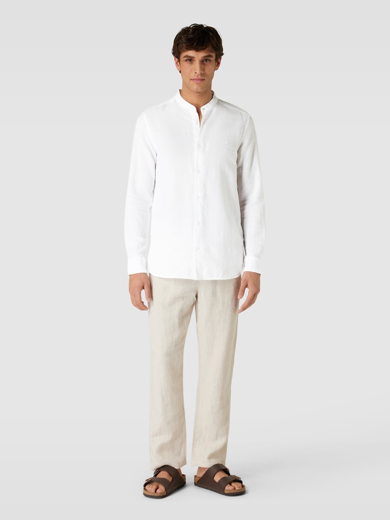 French Connection Heren Linen Overhemd met Lange Mouwen Wit