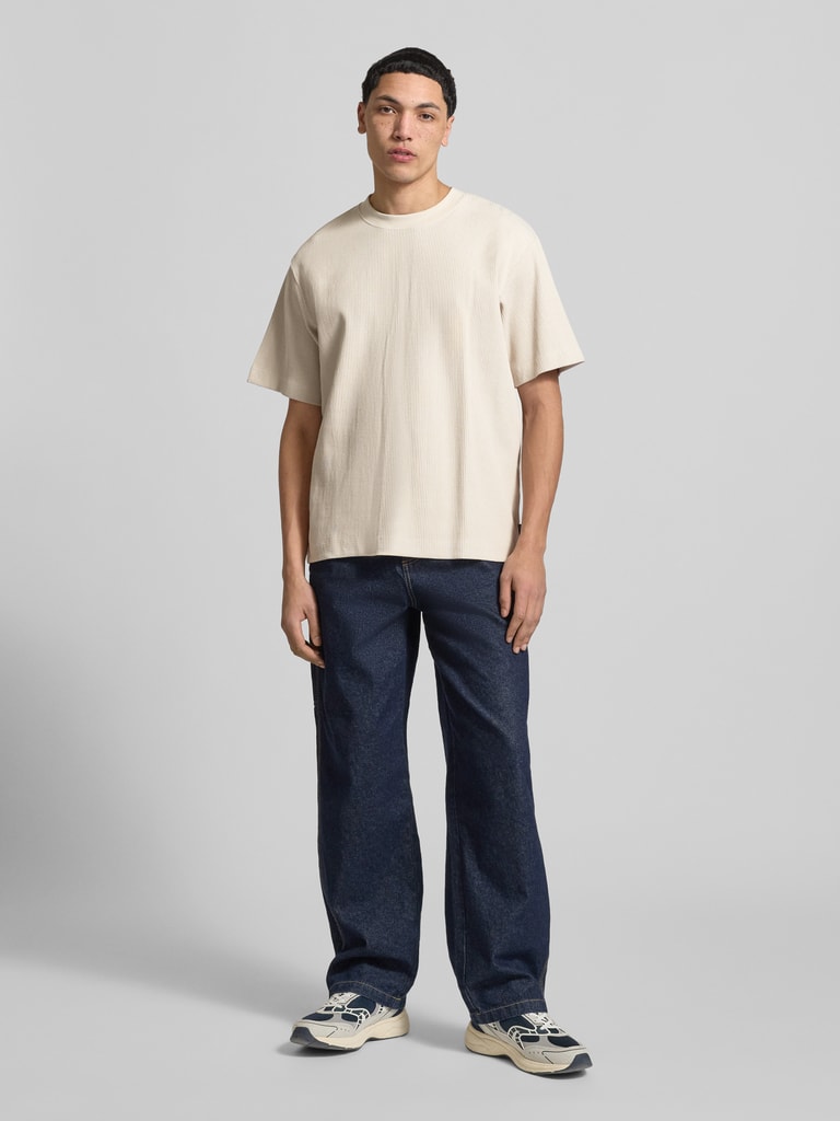 Harrison Ripp Jack & Jones T-Shirt mit Ripp-Optik Modell 'HARRISON' (beige) online kaufen