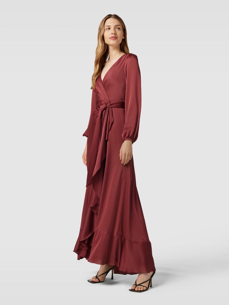 wayf meryl long sleeve wrap maxi dress