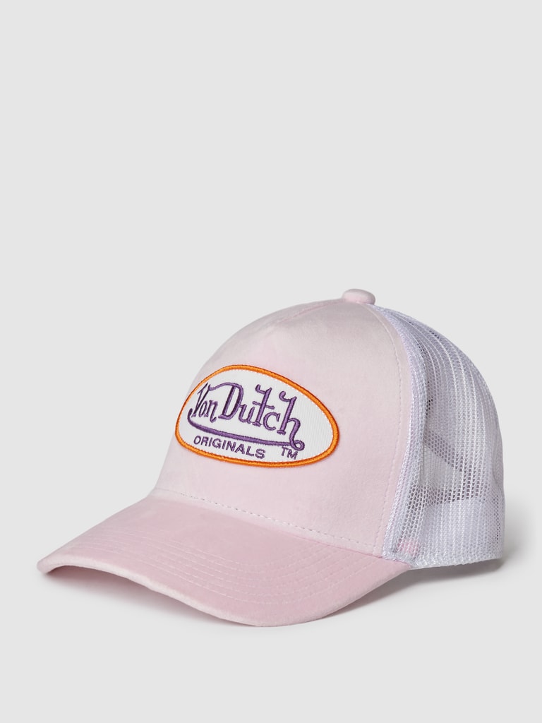 Von Dutch - Truckerpet met logo van bouclé in zwart