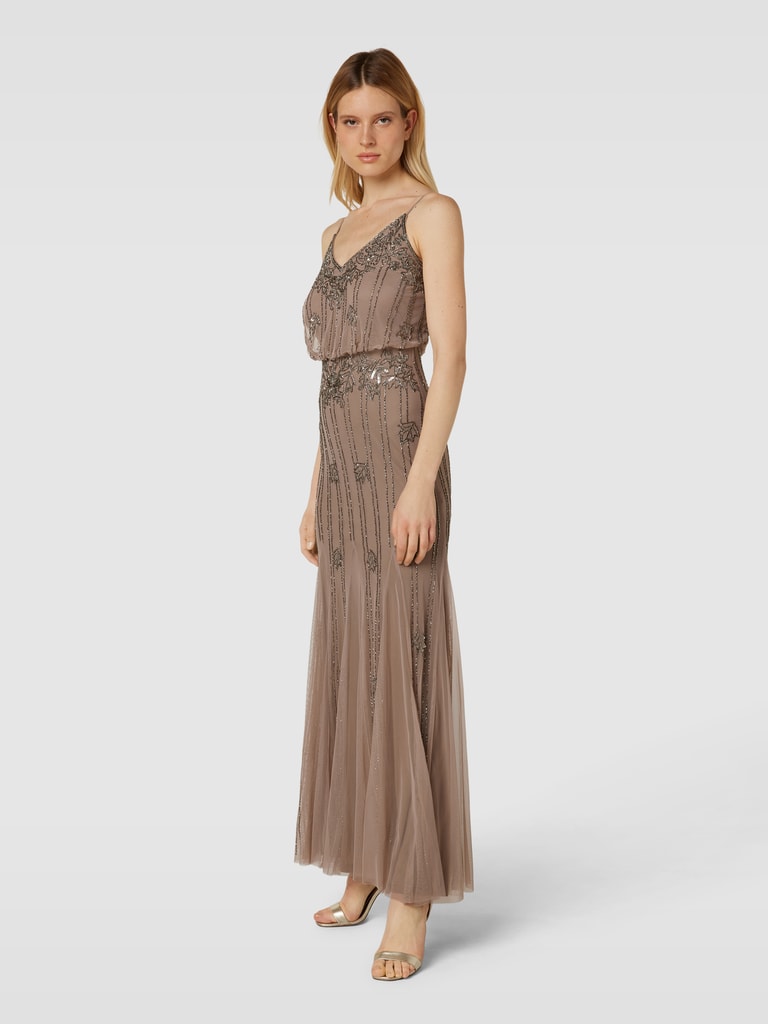 LACE & BEADS Abendkleid mit Pailletten- und Ziersteinbesatz (taupe ...