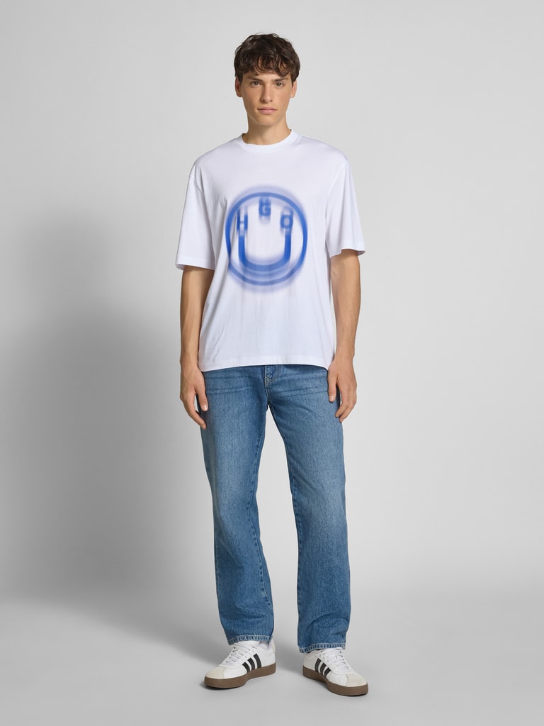 Hugo Boss Nalax - T-Shirt Uomo A Girocollo, Colore Bianco (Open White), Vestibilità Regular