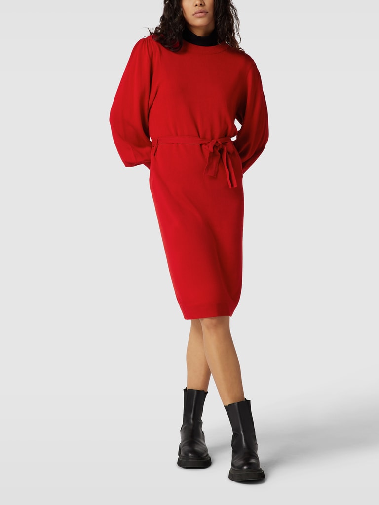 Kaffe Gebreide jurk met tailleband model yess in rood online kopen P C