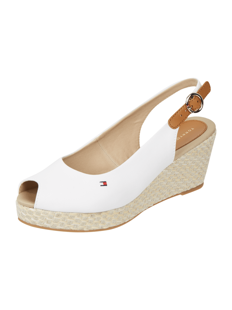 Tommy Hilfiger Sling Wedges aus Textil mit Peeptoe (weiß) online kaufen